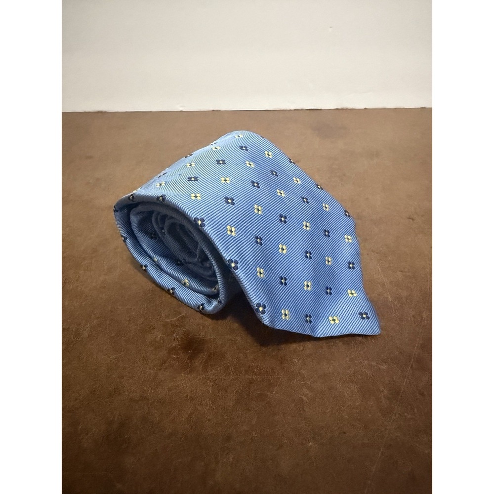Brooks Brothers 346 Pure Silk Tie Light Blue Geometric Made in USA